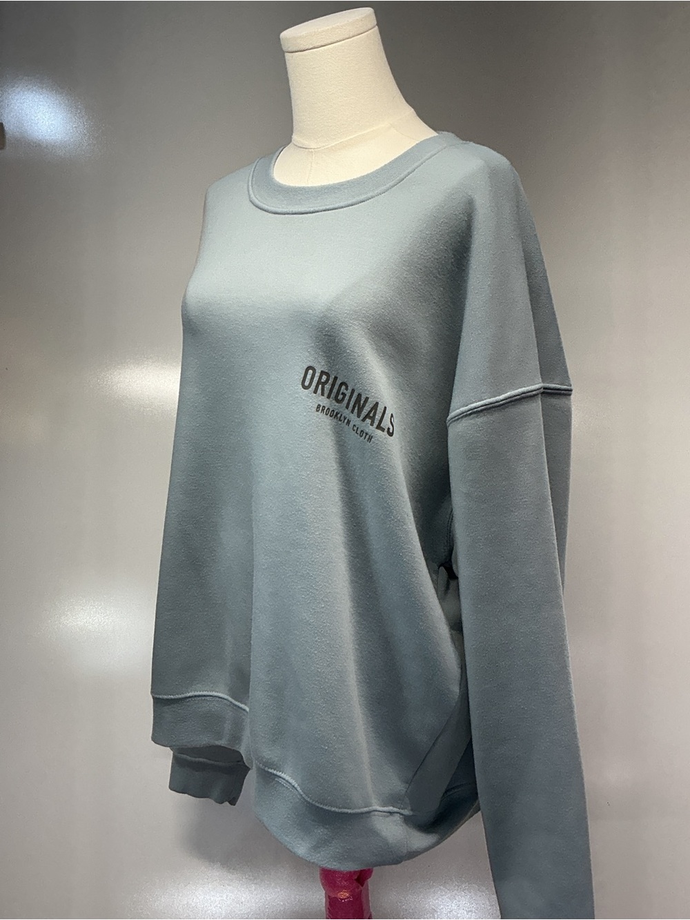Brooklyn Cloth Originals Pearl Blue Oversized Fleece Crewneck Sweatshirt Men’s L - Picture 8 of 15